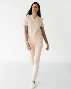 Комплект: костюм медичний жіночий Марсель (Nude Coll.) + лонгслів медичний жіночий #1